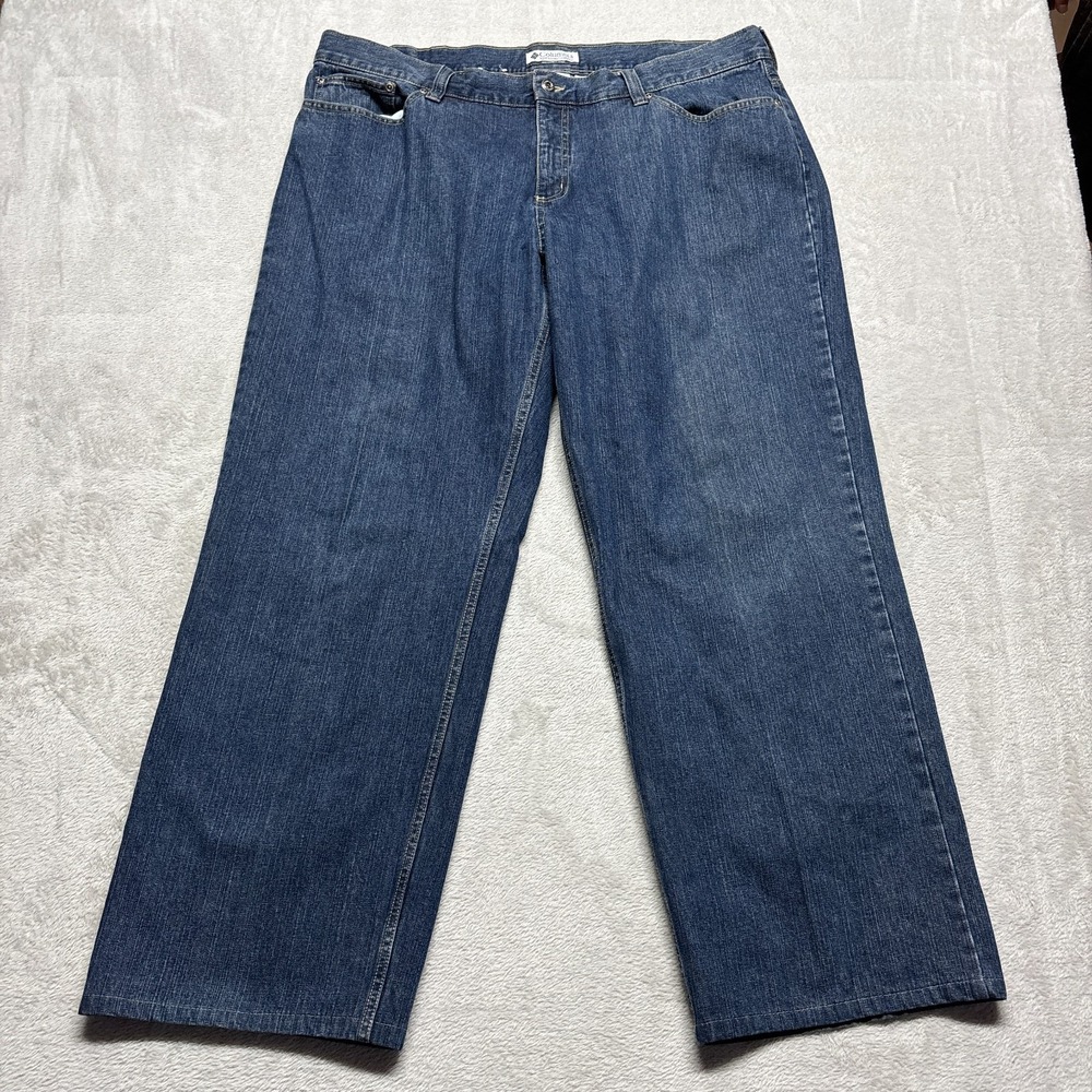 Columbia Jeans 40x30‎ Med Wash Blue Denim Pockets Straight Wide Leg Outdoor